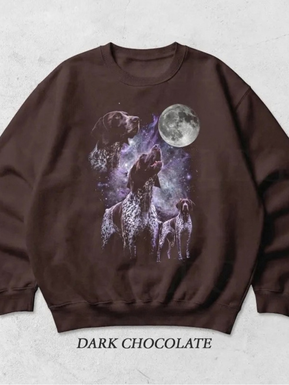 Gildan Dark Chocolate Dog Moon Graphic Sweatshirt Unisex